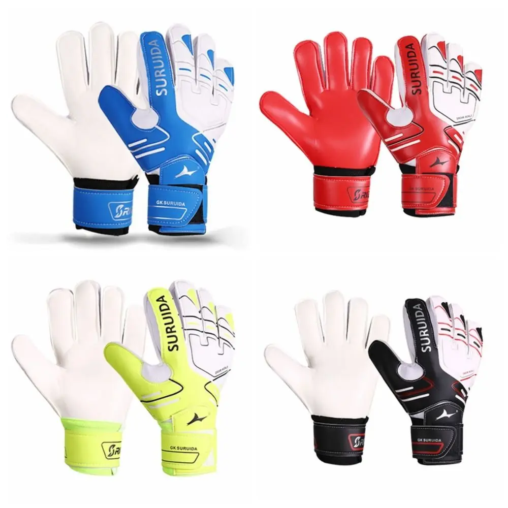 1 Pair Size 5-10 Goalkeeper Gloves Thickened Anti Slip Football Goalie Gloves Adjustable Breathable Game Goalkeeper Gloves