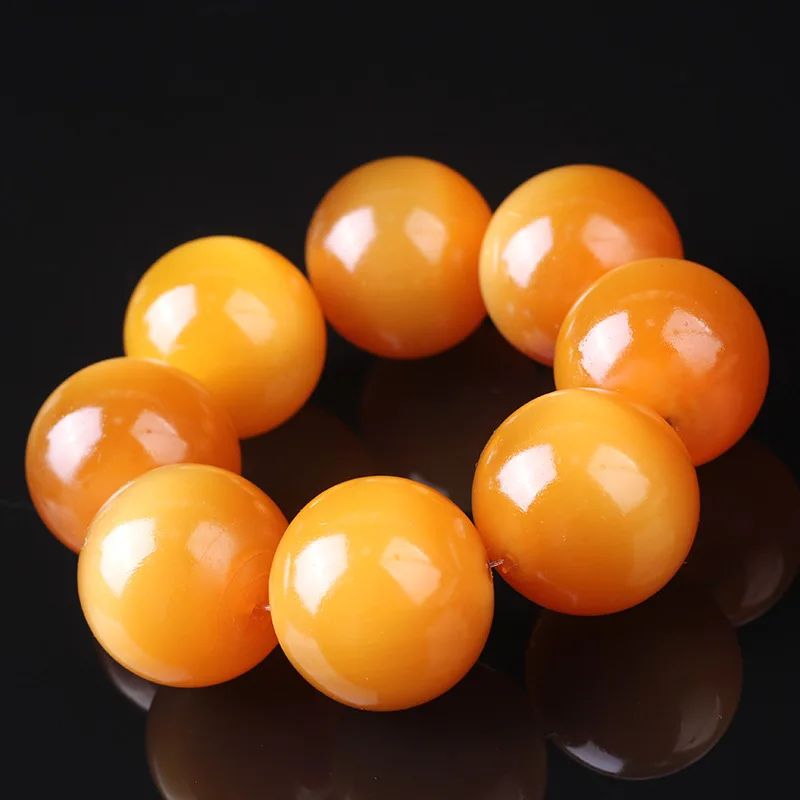 Tibetan-style natural gold-colored extra-large yak horn round beads 35mm Buddhist bead bracelet, men's collectible item