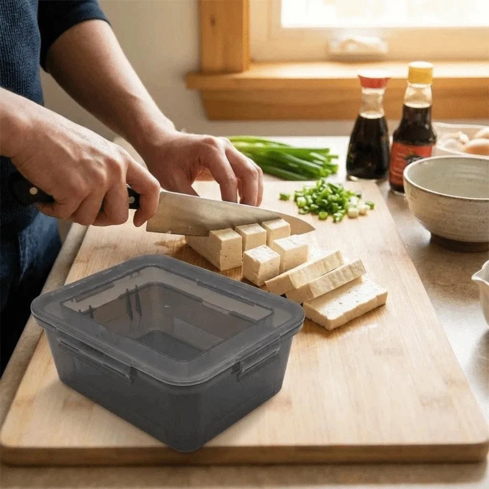 Odorless Plastic Tofu Presser Safe Space Saving Tofu Mold with Drip Tray 3-Layer Soybean Curd Presser Vegan Friendly