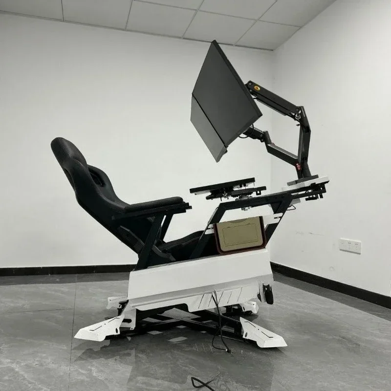 Ergonomic, zero gravity, computer cockpit, single monitor stand version