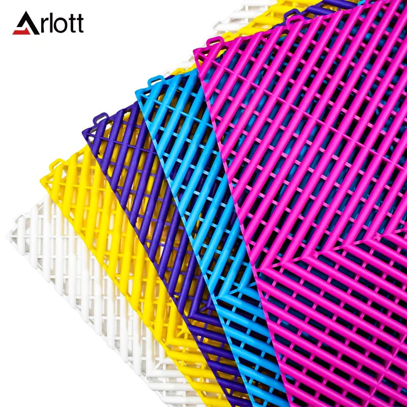 Non-Slip Garage Floor Tiles Auto Detailing Workshop Plastic Modular Flooring for Car Wash