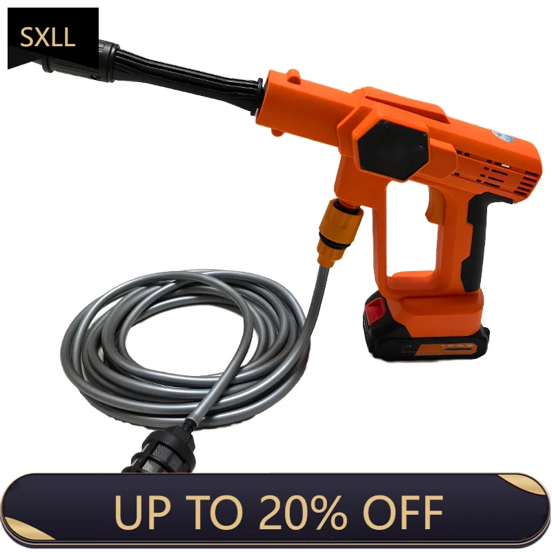 

SXLL Wireless car washing machine high pressure water gun household lithium battery power cleaning machine spray gun 21v brushl