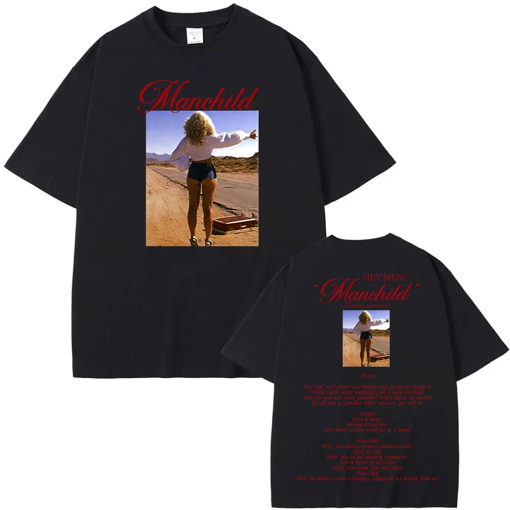 Sabrina Carpenter - Manchild T Shirt Street Hip-hop Rapper Short Sleeve O-neck Tees Top Summer Cotton Tshirt Sudaderas Soft Tees