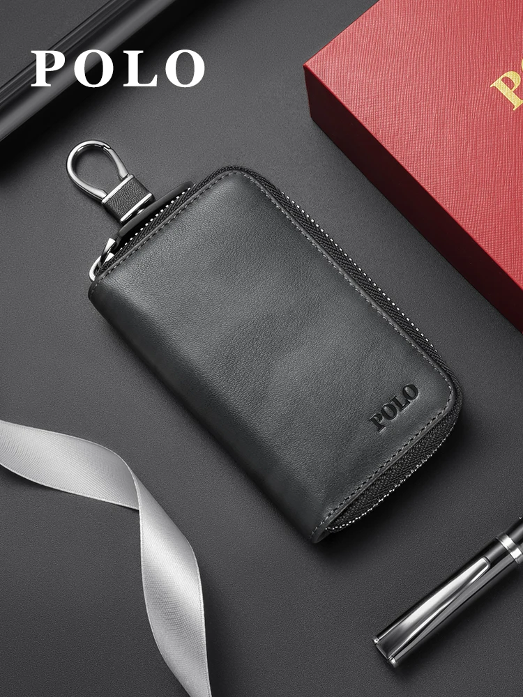 portable-genuine-leather-key-bag-multi-function-men's-car-key-storage-wallet-card-holder-integrated-business-ol-style