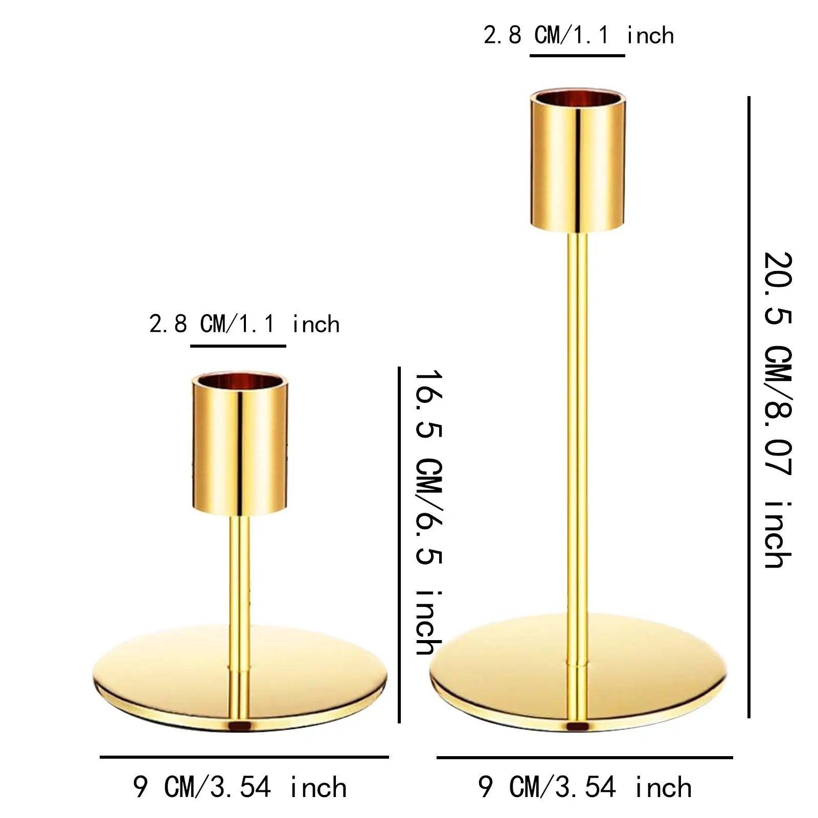 2 pièces ci-après porte-bougeoirs coniques, métal rétro simple et robuste pour salon, mariage, salle à manger, décoration d'intérieur