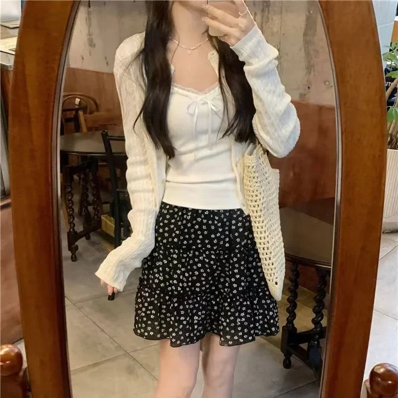 

Skirts Womens Tulle Embroidery Suspender For Spring Picnic Romantic Mori Girl Elegant Hollow Adjustable Waist Event Unique