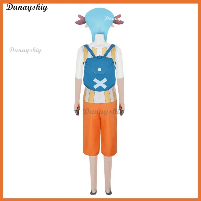 

New Anime Tony Tony Chopper cosplay costume Thousand Sunny plush hat stripe uniform knapsack man kawaii Halloween suit ABC122025