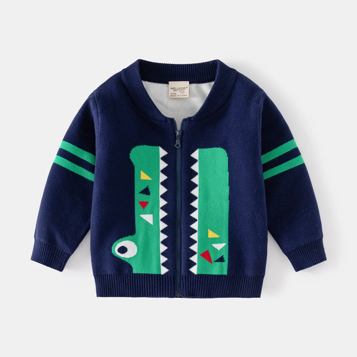 Boys Casual Cartoon Dinosaur Knitted Zipper Cardigan Sweater Coat Kids Knitwear Children's Autumn Winter Sweaters Cardigans