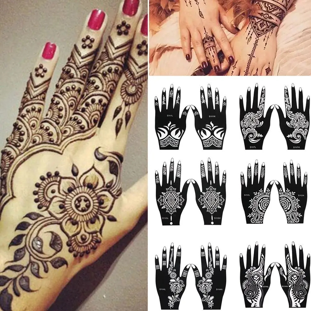 Cool Wedding Tool Hand Foot Temporary Tattoo Body Art Sticker Henna Stencil Tattoo Stencil Template