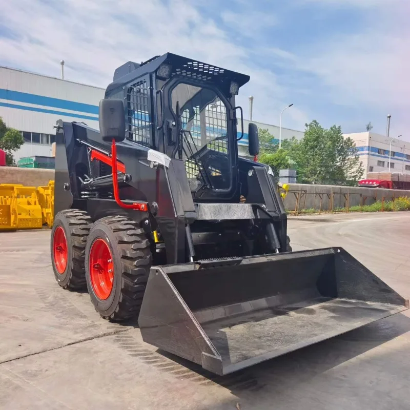 Wheeled skid-steer loader, multifunctional skidder for construction projects, zero-steering engineering loader