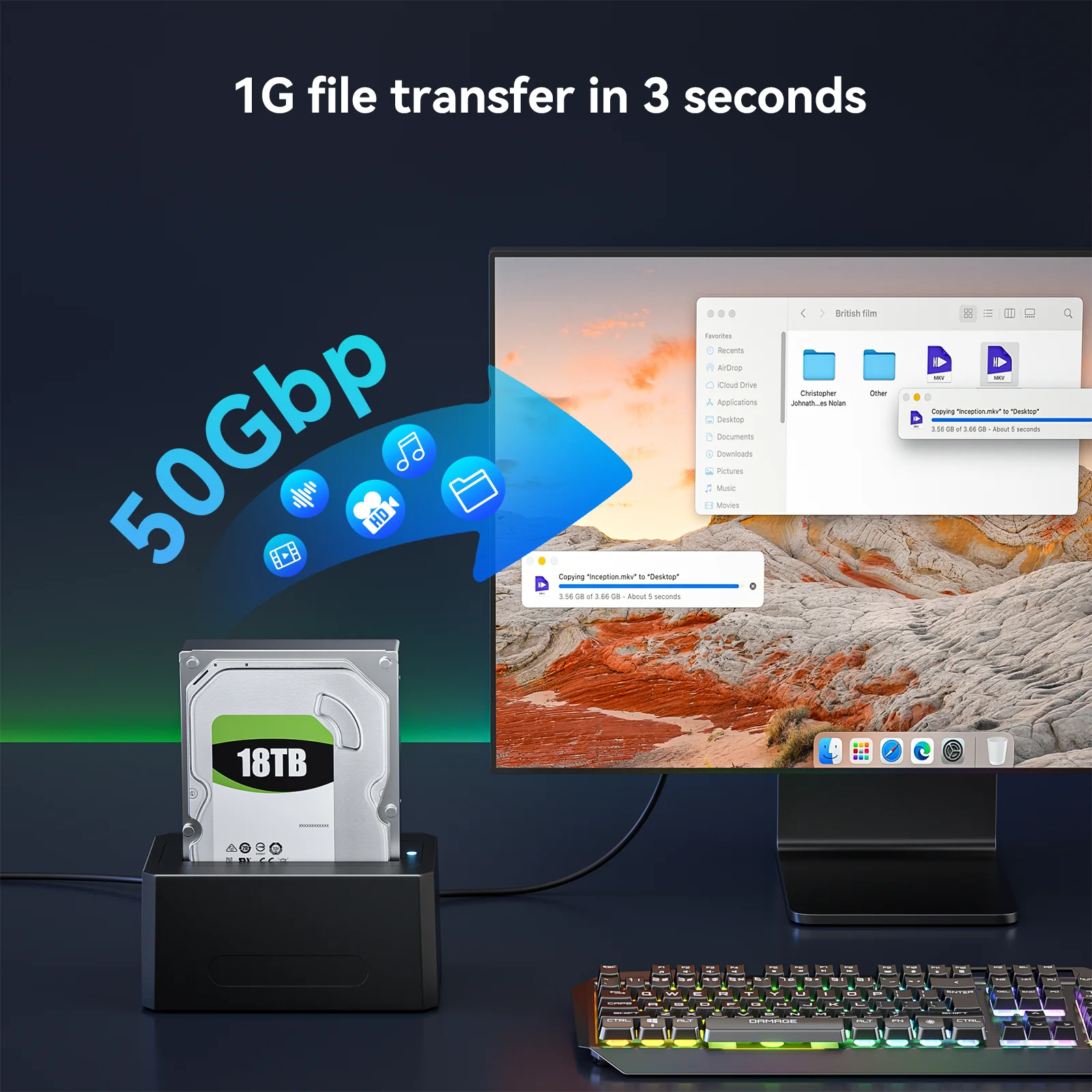 Acasis SAS SATA ハードドライブエンクロージャ 2.5/3.5インチ HDDケース 外付けハードドライブケース 5Gbps SATA - USB 3.0 アダプターケース リーダー