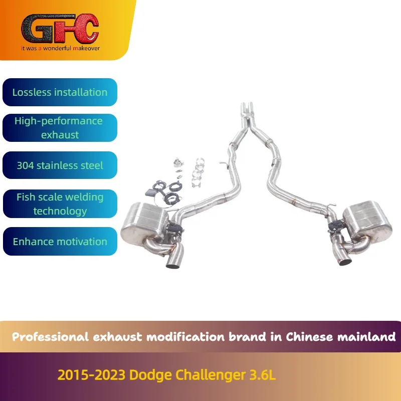 

GFC sport exhaust brand design for 2015-2023 Dodge Challenger 3.6L catback variable valve exhaust with mufflers and tips