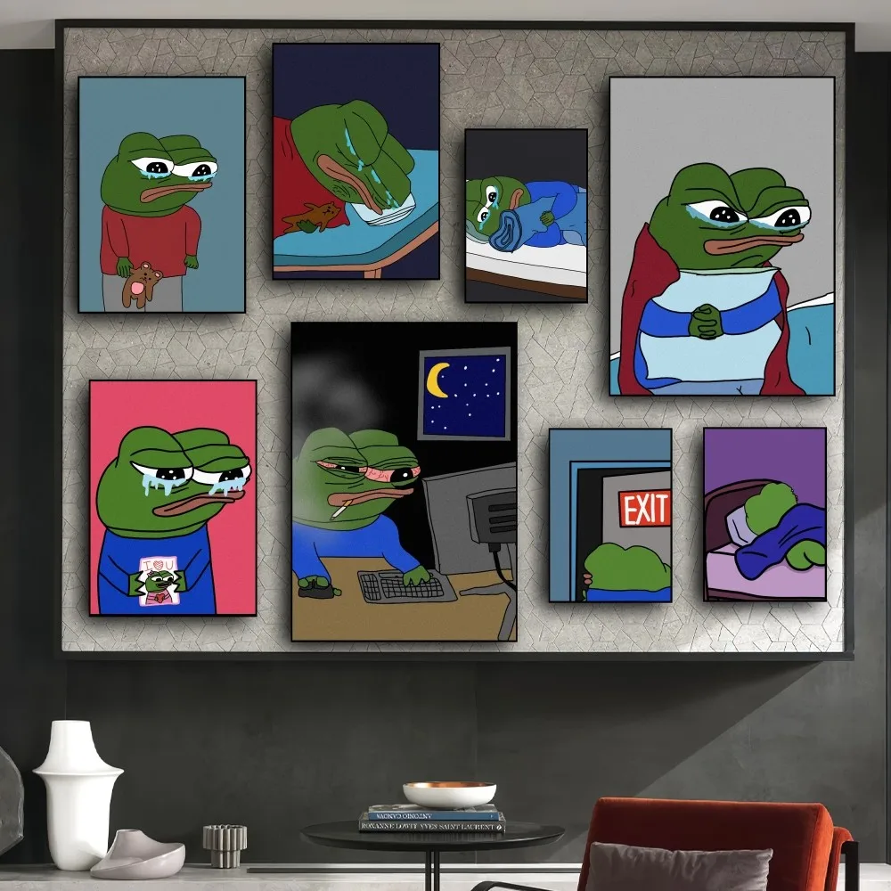 Sad Frog Pepe Poster Prints Wall Pictures Living Room Home Decoration