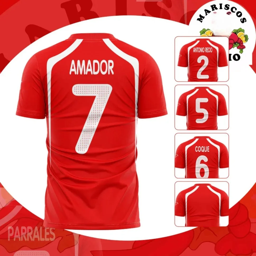 Camiseta de Fútbol Roja Personalizada con Nombre y Número, Serie de Comedia Española, Amador Recio Coque, Ropa Deportiva, Regalo para Fans