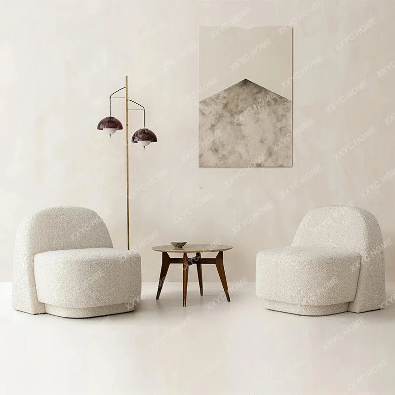 

A Nordic Simple Cream Style Single-Seat Sofa Chair Light Luxury and Simplicity Fabric Quiet Living Room Leisure