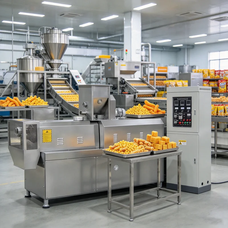 Puffed Snack Making Machine Commercial Corn Puff Extruder Stainless Steel Snack Bar Production OME
