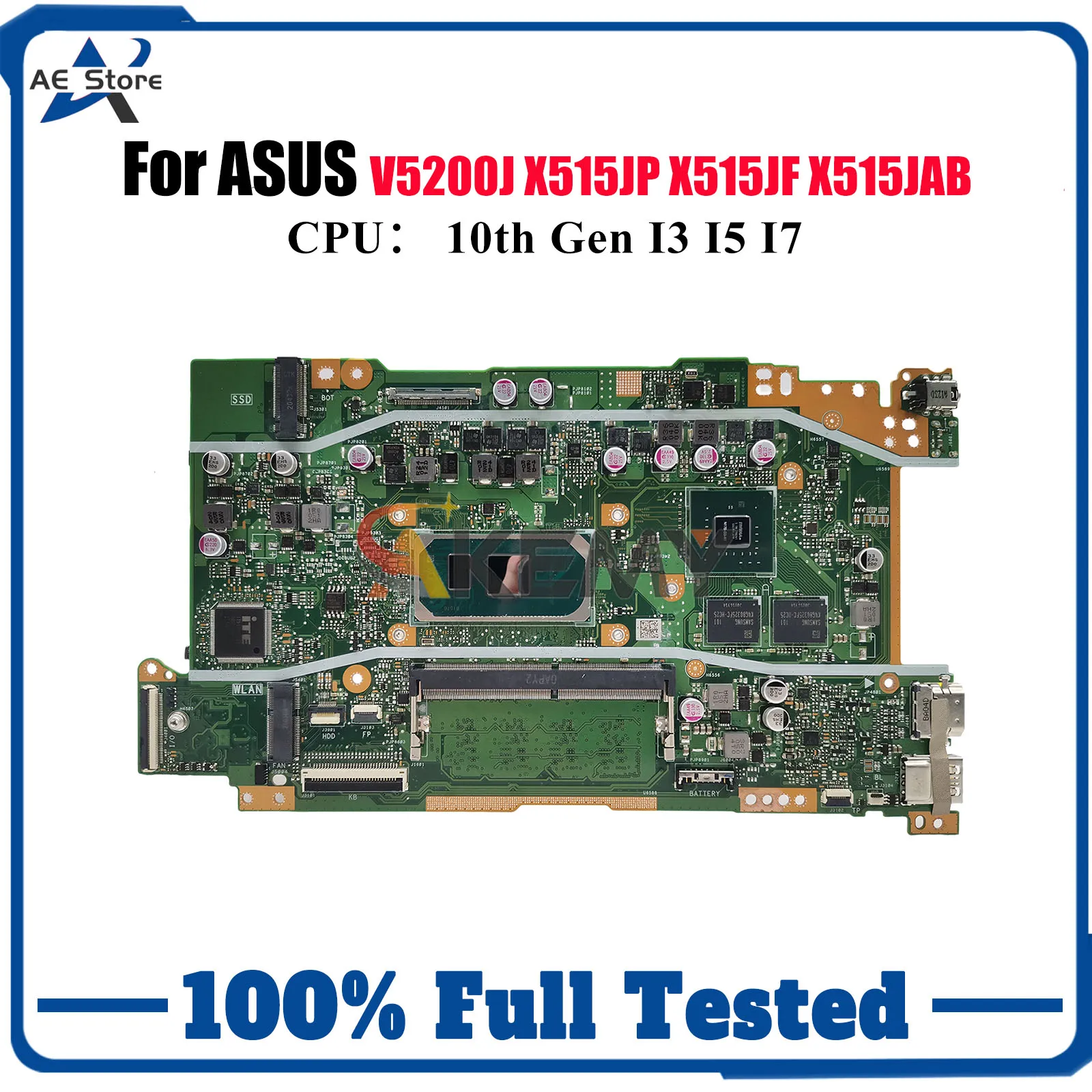 

X415JP Материнская плата для ноутбука ASUS VivoBook V5200J V4200J A416J X515JF X515JP X415J X515JAB Материнская плата с процессором I3 I5 I7 тест ОК
