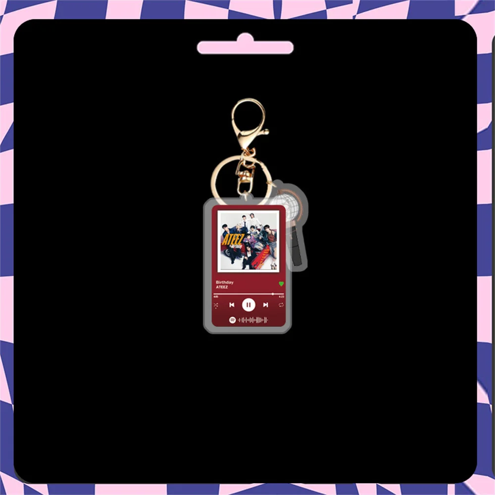 KPOP ATEEZ GI-DLE ILLIT ROSE 2Pcs/Set Lightstick Keychain Wonyoung KARINA FELIX HEESEUNG Acrylic Keyring Pendant Bag Accessories