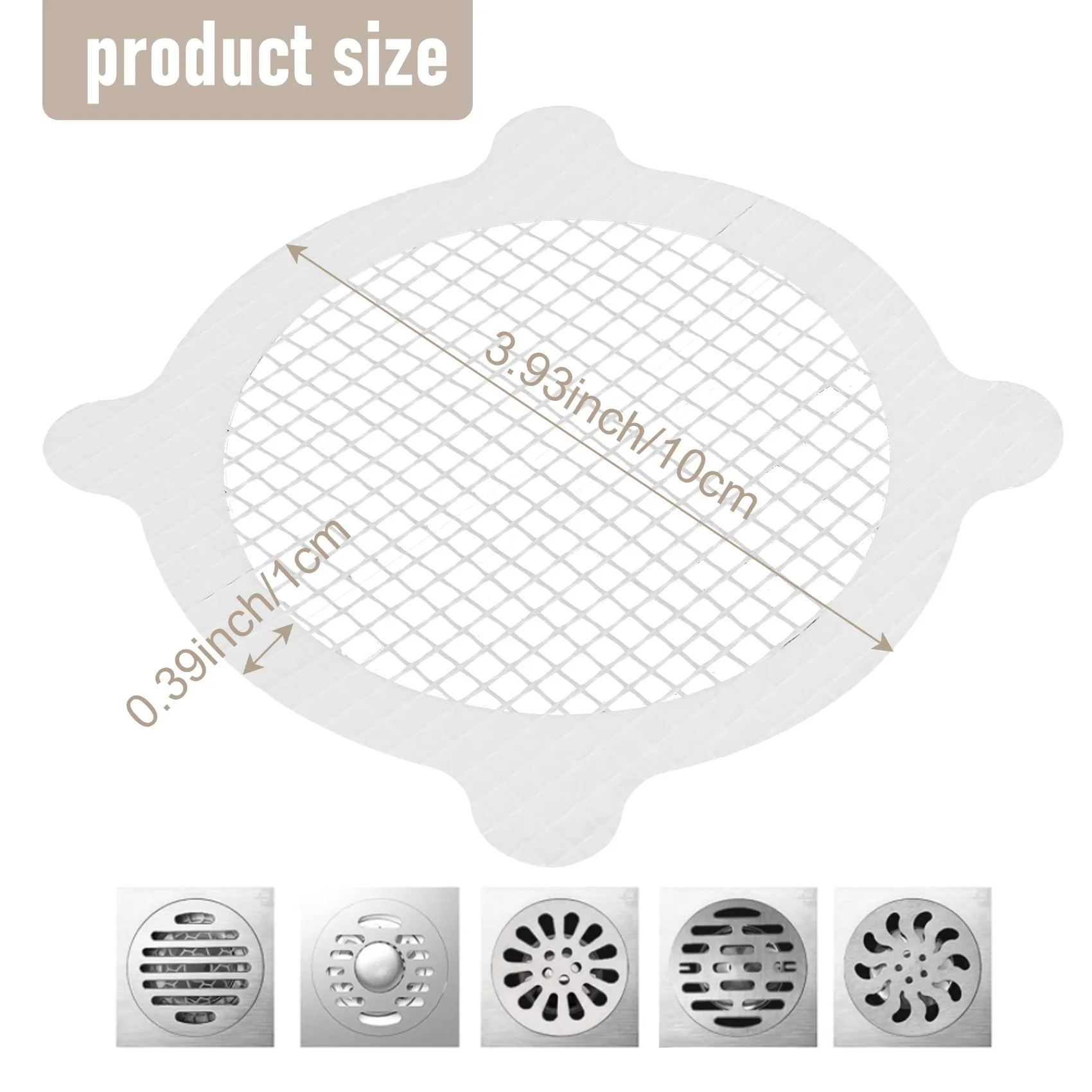 BAAG-30 Pcs Disposable Shower Drain Hair Catcher Cover For Showers & Bathtubs Mesh Stickers Mesh Filter Sink Strainer Sticker