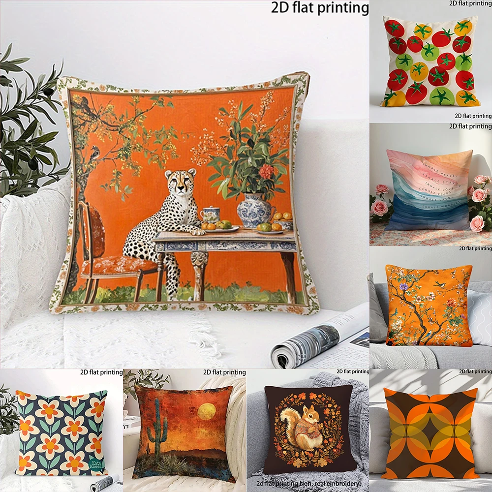 2D Flat-1PC Vintage Art Throw Pillow Covers , , Suitable for living room and bedroom decoration cushion covers.