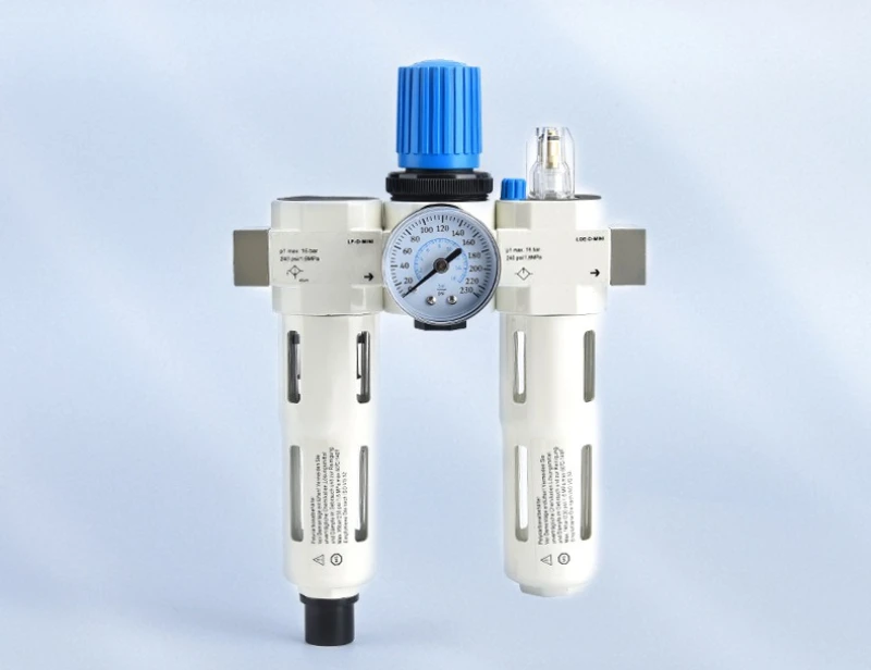 Air FRL Unit FESTO Type w/ Pressure Gauge, Filter Regulator Lubricator Combo, 02/03/04 Sizes (1/4