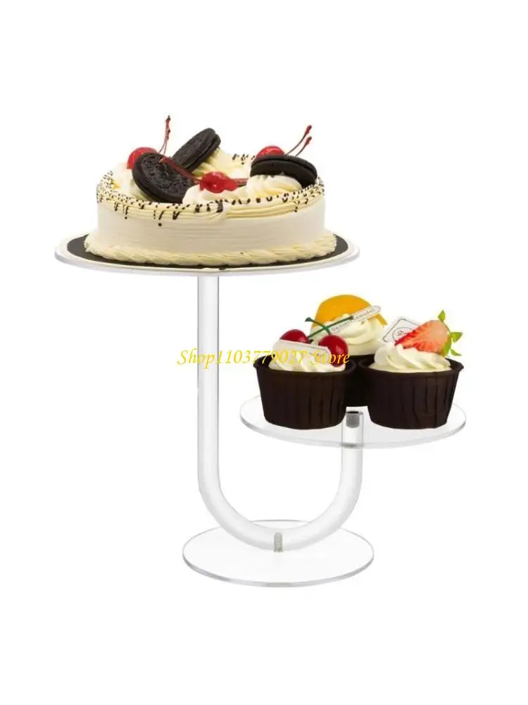 

C4DF 2 Tierd Presentation Rack Clear Acrylic Cake Stand Wedding Birthday Dessert Rack
