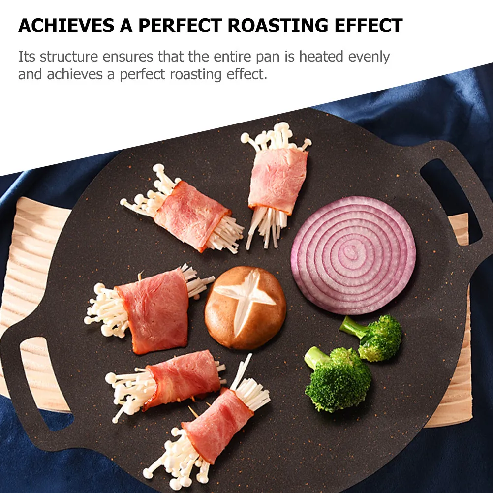 

Корейская сковорода-гриль для барбекю, антипригарная, для домашнего использования, с покрытием из медицинского камня, круглая, равномерное распределение тепла, для гриля на открытом воздухе