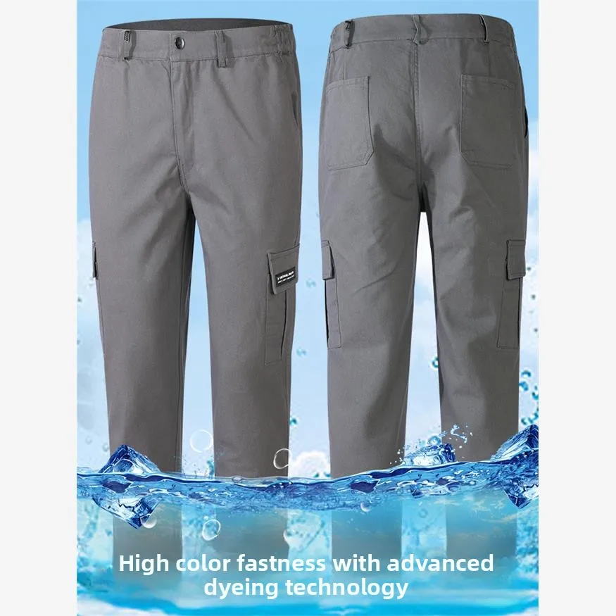 Nuovo Completo da Lavoro per Uomo in Puro Cotone, Ignifugo, a Maniche Lunghe, per Saldatura e Protezione sul Lavoro