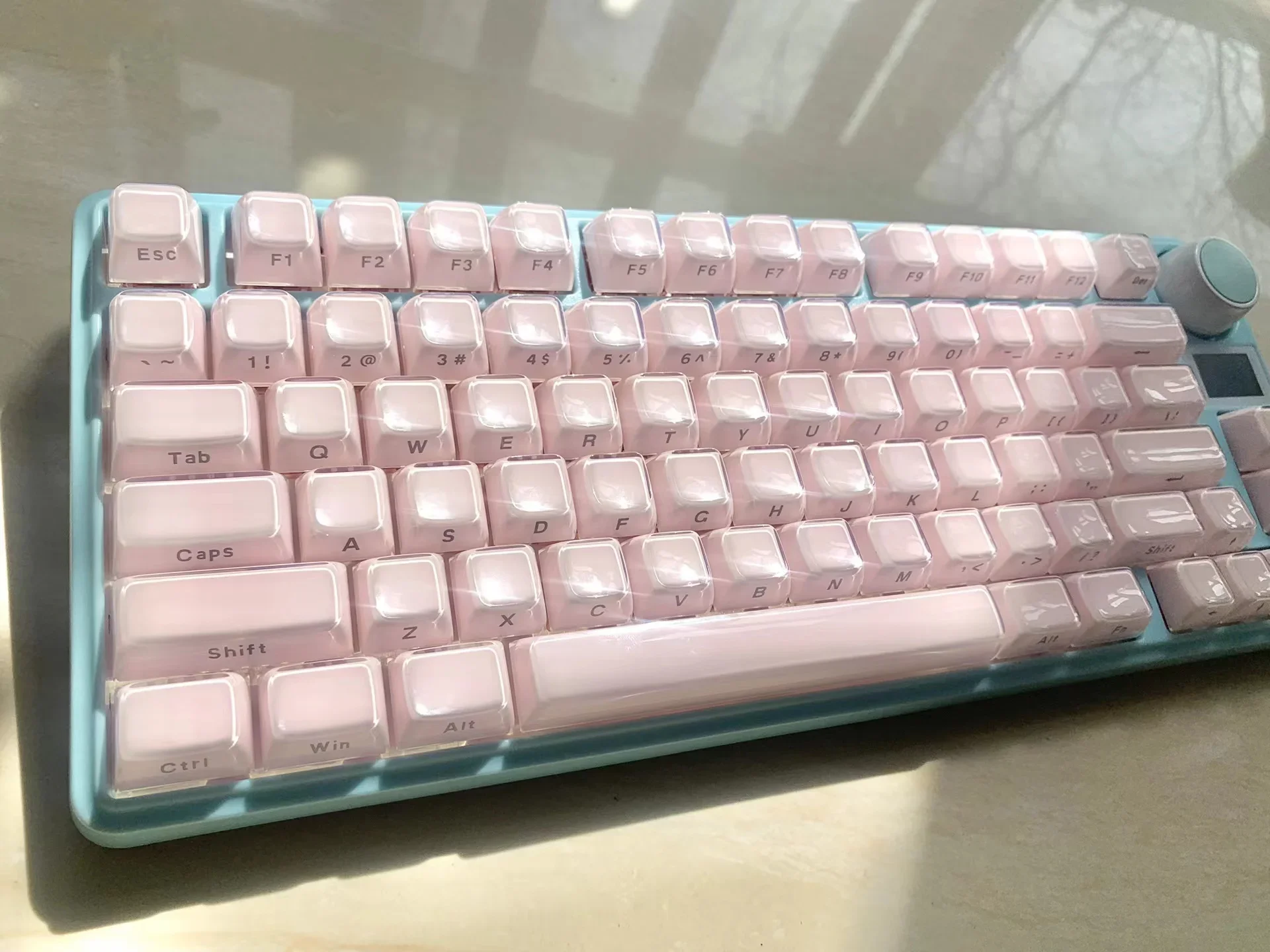 Imagem -05 - Teclas de Geléia Redonda Layout Rosa Branco Lado Gravado Oem Perfil Keycap Ice Crystal Key Caps para mx 61 68 104 Teclado Mecânico