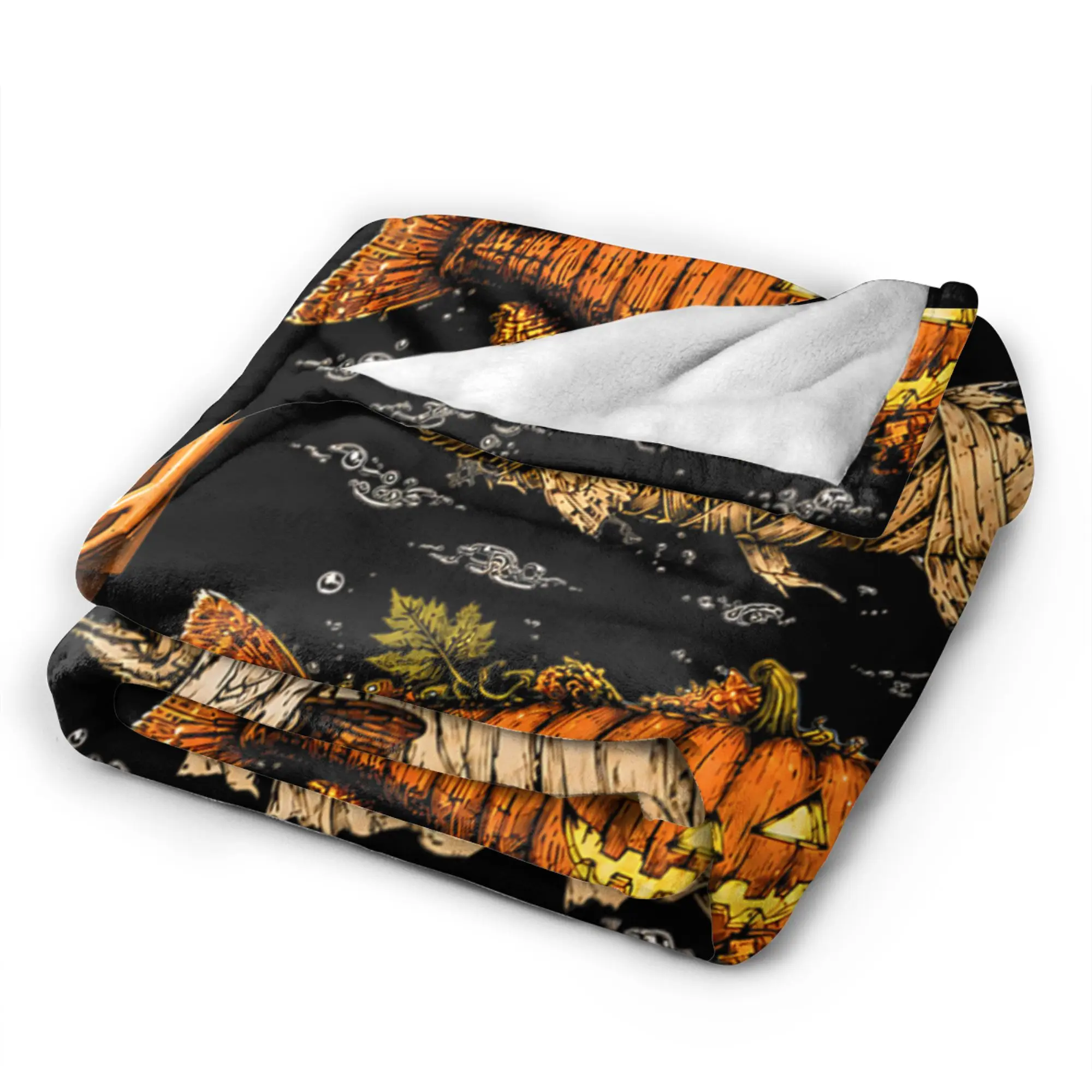 Soft Cozy Bedding Throws Travel Car Tung Tung Tung Sahur Halloween Trout Ghost Pumpkin Skeleton Blanket  Flannel Bedspread