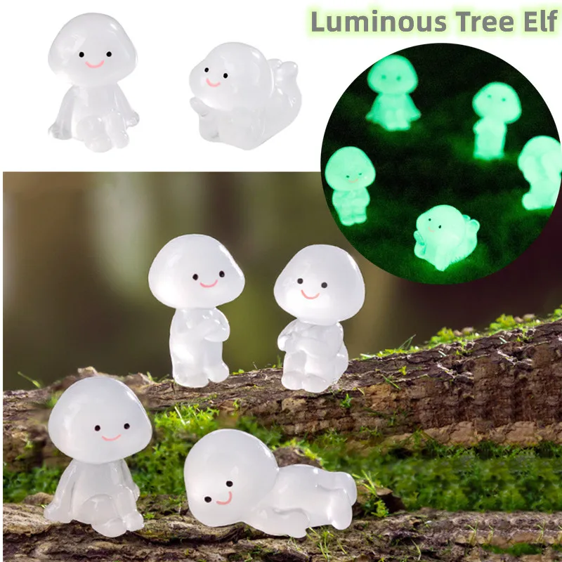 6PCS Luminous Tree Elf Fairy Garden Decoration Mini Figurines 6 Types Little People Home Decor Accessories Micro Landscape