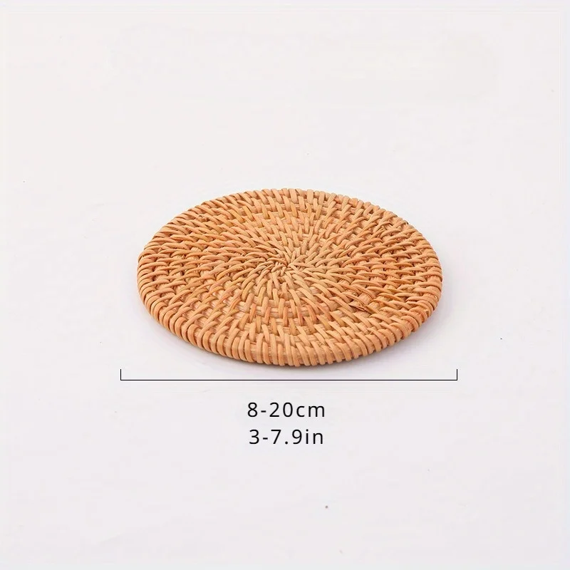 Woven Coasters - Durable & Stylish Braided Rattan Table Mats - Perfect for Coffee Table & Bowl Protection, Natural Earthy Chic