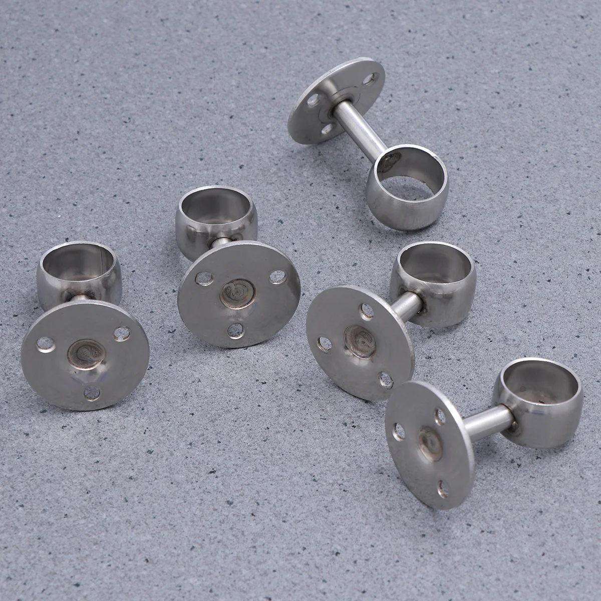 

5Pcs Stainless Steel Closet Pole Socket Round 22mm Diameter Rustproof Oval Rod End Supports for Curtains Drapes Room Dividers