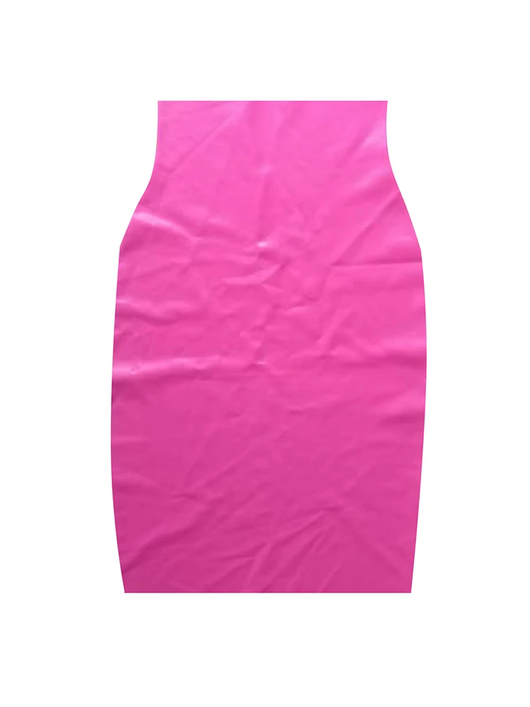 Latex Dress Seamless Skirt New Rose Pink Cosplay Slim Pencil Style without Zipper