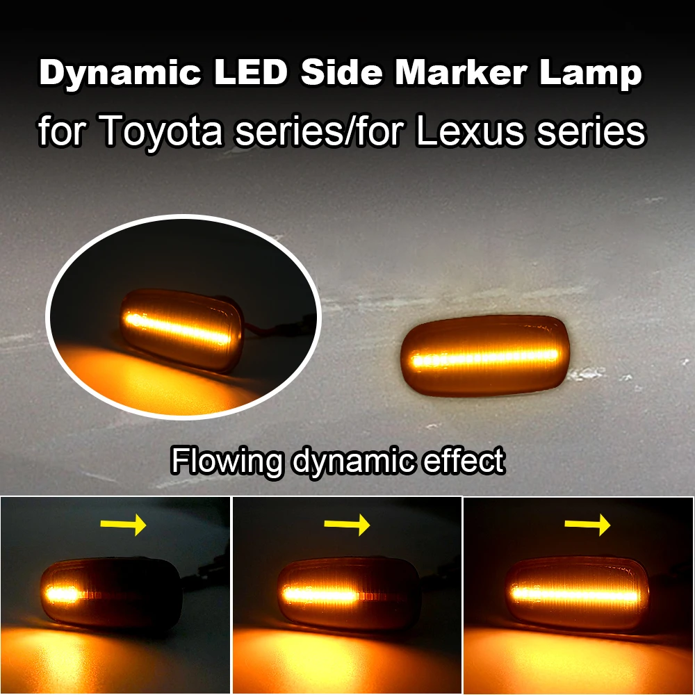 For Toyota Land Cruiser Prius Kluger Wish Altezza Crown Lexus IS200 IS300 LS430 LED Dynamic Side Marker Light Turn Signal Lamp