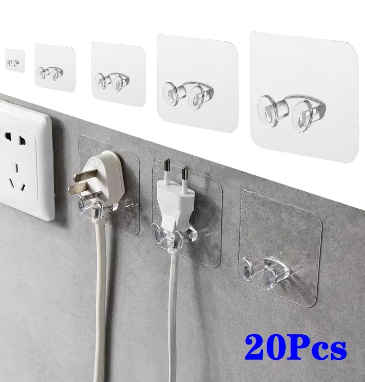 5/10/20 Pcs Wall Storage Hook Punch-free Power Plug Socket Holder Kitchen Stealth Hook Wall Adhesive Hanger Bathroom