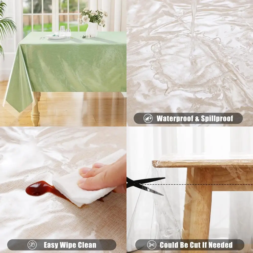 

Прямоугольная скатерть 60x84 дюйма, водонепроницаемая протираемая виниловая скатерть, маслостойкая пластиковая крышка стола для dini