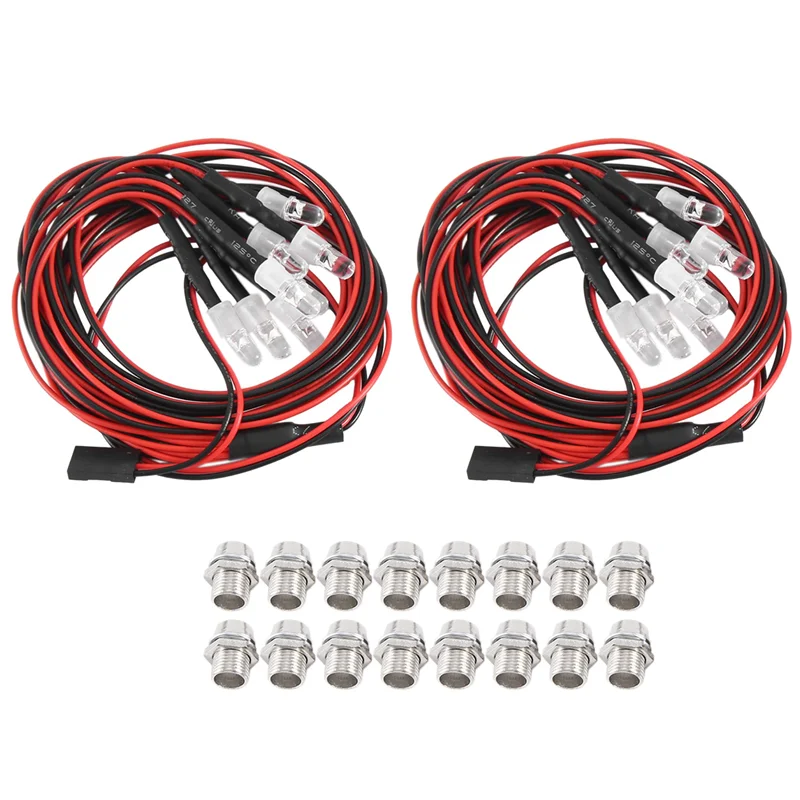 ABMF-2PCS 8LED 5Mm ヘッドライト RC パーツ LED ライト 1/10 モデルドリフトカー車両用、白、赤、黄色