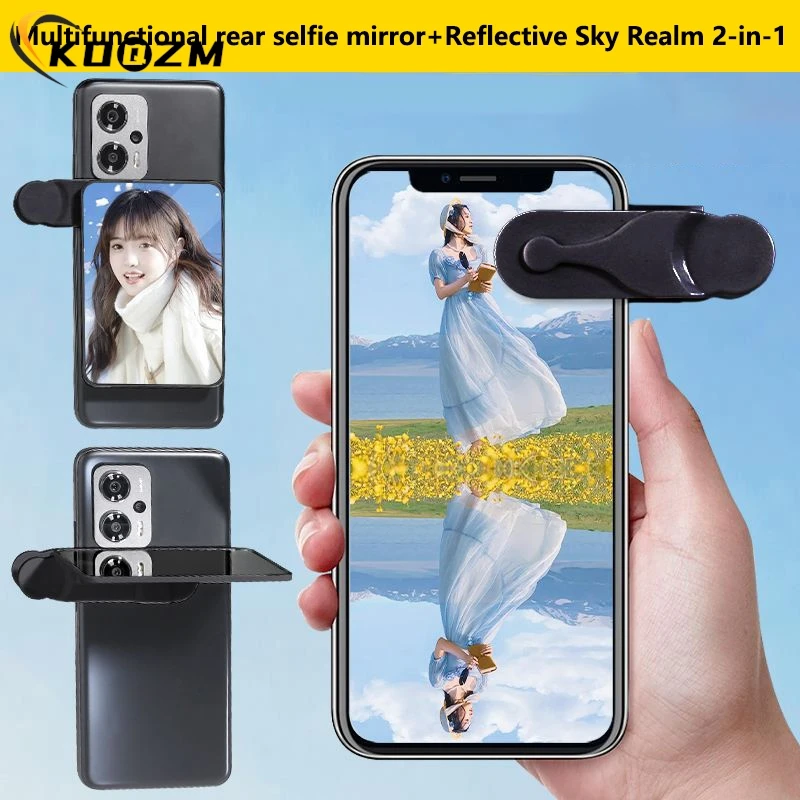 Glass Adjustable Sky Mirror 2-in-1 Phone Rear Selfie Mirror Shooting Clip Outdoor Travel Phone Shooting Reflector Shooting Suppl