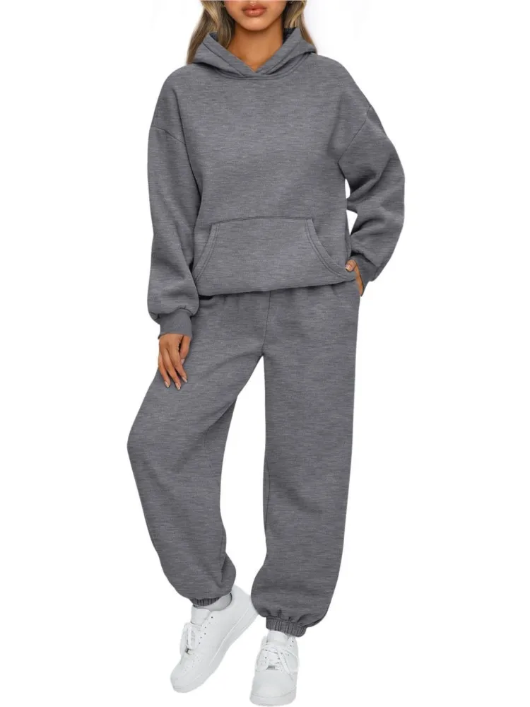 

Popular Autumn New Sweatshirt With Pocket Full Sleeve Sports Ankle Pants Set Autumn Winter Women's Two-piece Set Casual Hoodie