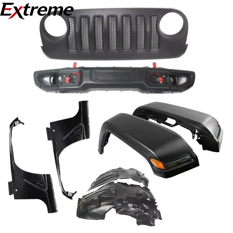 Wholesale JK Upgrade JL Body Kits Grille Front Bumper Fender Flare Liner Hood Bonnet Accessories for Jeep Wrangler JK