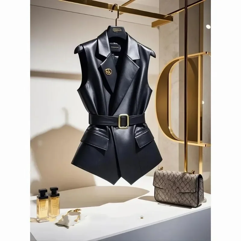 Spring Autumn 2025 New Blazer Sleeveless Vest Women Slim Korean Coat Vest Chic High Street Office Lady Patchwork Waistcoat