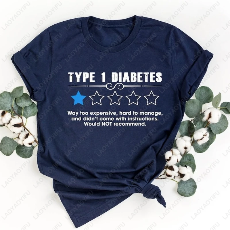 Diabetes Awareness Type 1 Review Month Gift Support Diabetic Tshirt Men Women Funny Creative Novelty Tees Fashion Cotton Tops