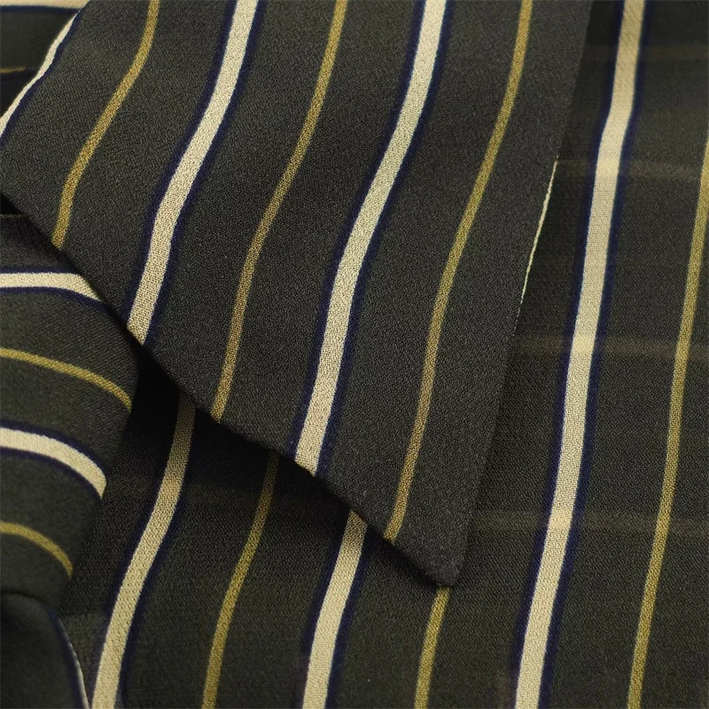 2025년 가을 패션 트렌디 섹시 여성 시리즈 드레이핑 스트라이프 타이 프론트 셔츠