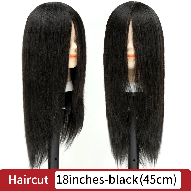 100% pure hair, hairstyle, practice head, hair salon, hair cutting model head, pure real hair, curlable and ironable doll head.