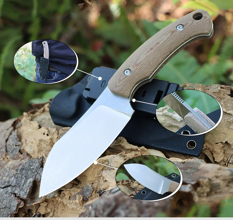 Fixed blade self defense tool for wilderness survival sharp blade 14C28N Steel Multi Functional Straight Knife Tactical Knife