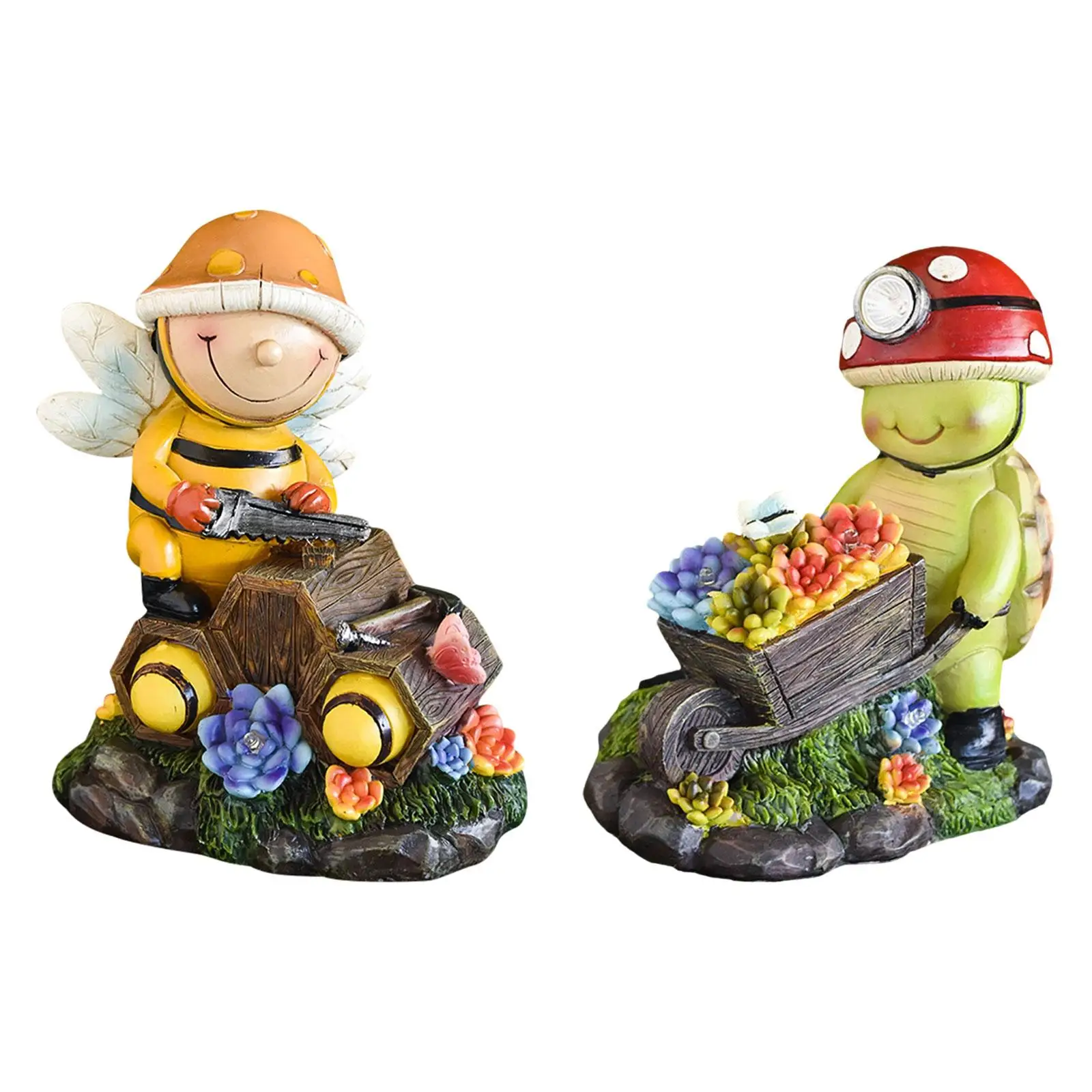 

Cute Animal Building Figurine with Solar Lights Garden Animal Statue for Balcony Tabletop Patio Garden Decor Indoor Outdoor