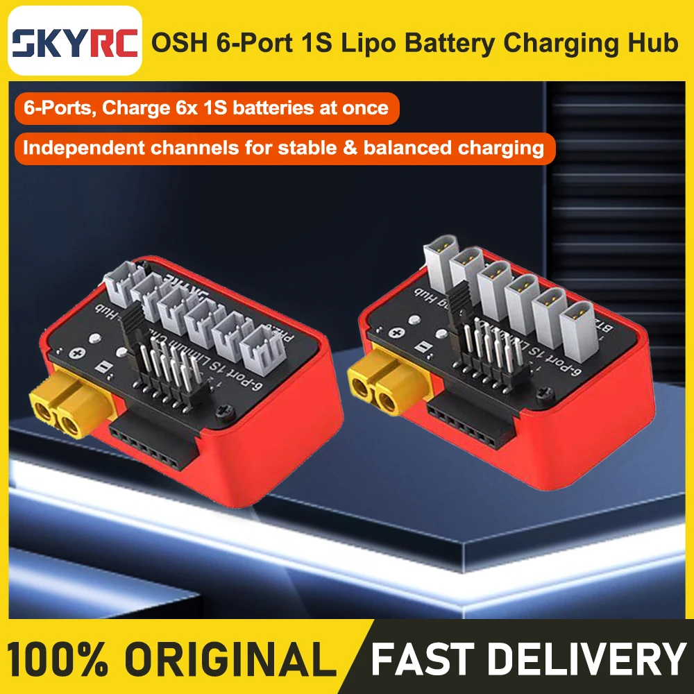 SKYRC OSH 6-Port 1S Battery Charging Hub BT2.0 PH2.0 Connector LiPo LiFe Li-ion LiHV Multi-Battery Parallel Charging Board
