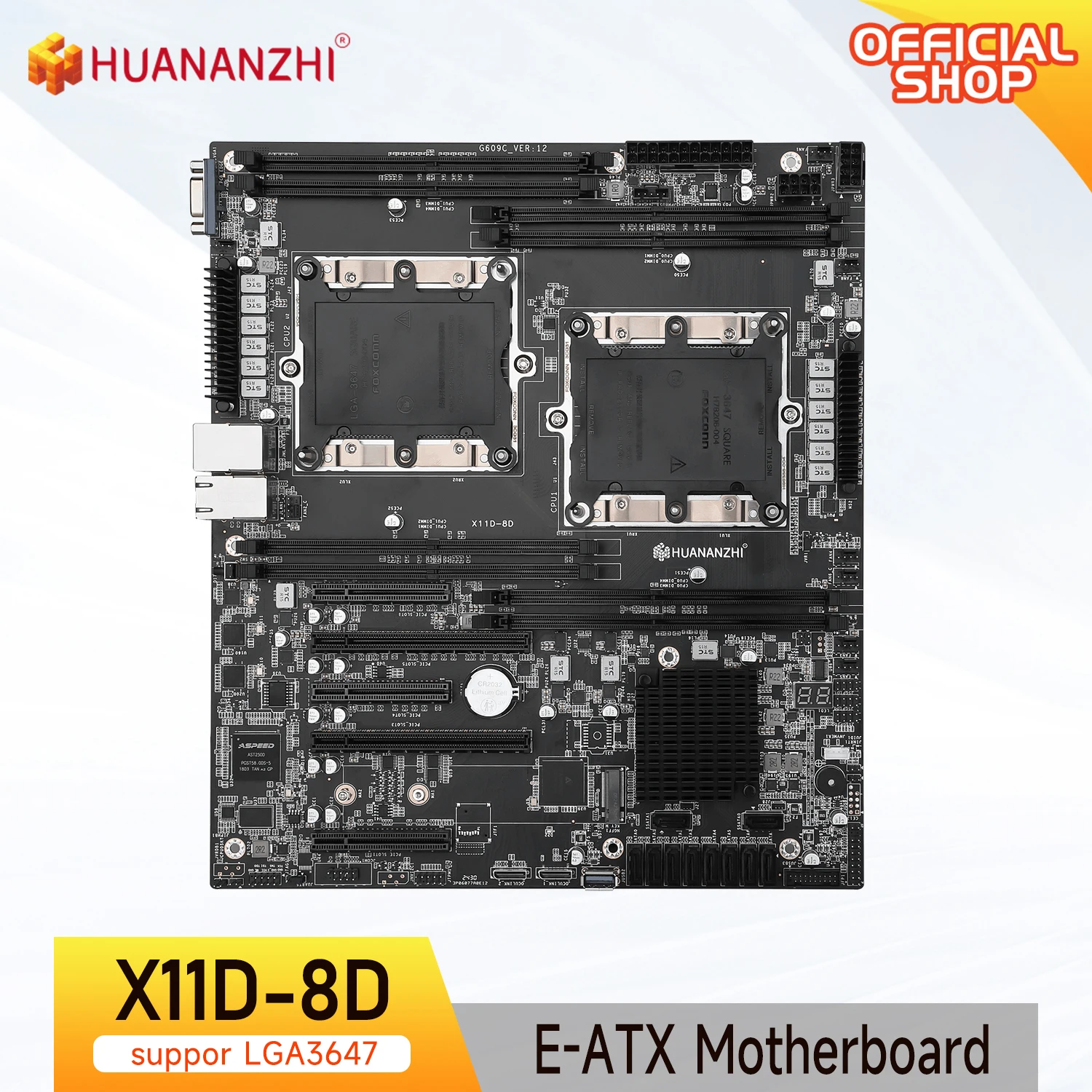 HUANANZHI X11D 8D LGA 3647 XEON X11D Motherboard support Intel XEON 1st and 2nd Gen Dual CPU Supports up to 1TB DDR4 RECC