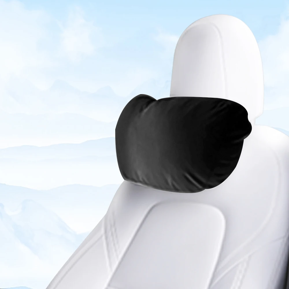 Flocking Car Seat Headrest Soft Memory Neck Pillow High-Quality Headrest Lumbar Support White Black For Tesla Model 3 Model Y